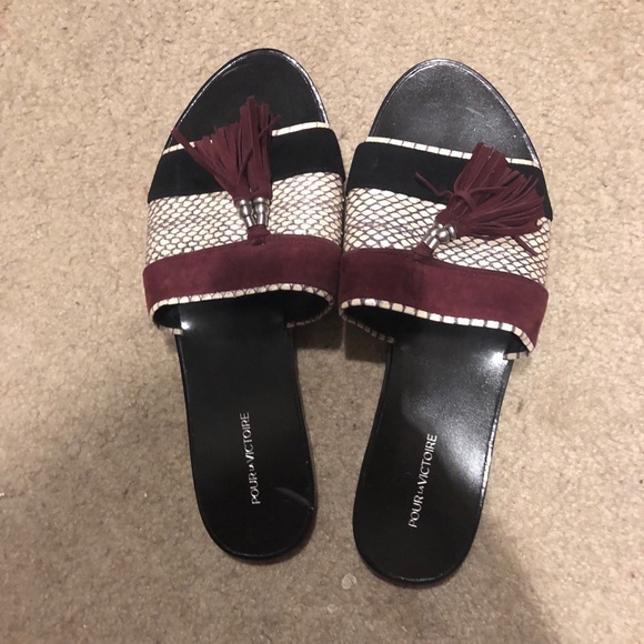 ANTHROPOLOGIE Pour La Victoire Leather Tasel Slide - Picture 5 of 6